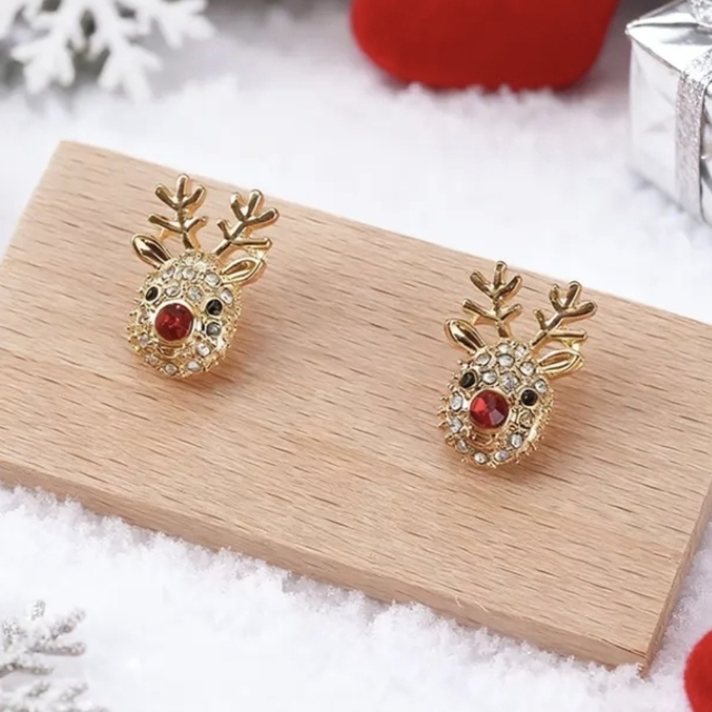 Reindeer Rhinestone Earrings